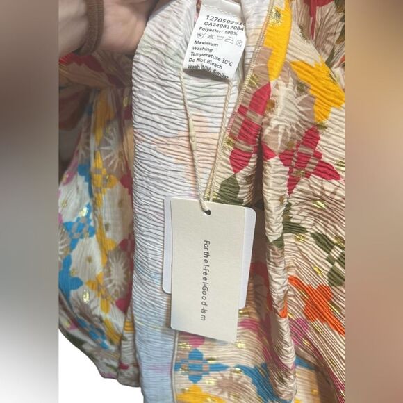 Commense Women's XS Multicolor Jacquard Print V-Neck Long Sleeve Dress - Picture 6 of 6